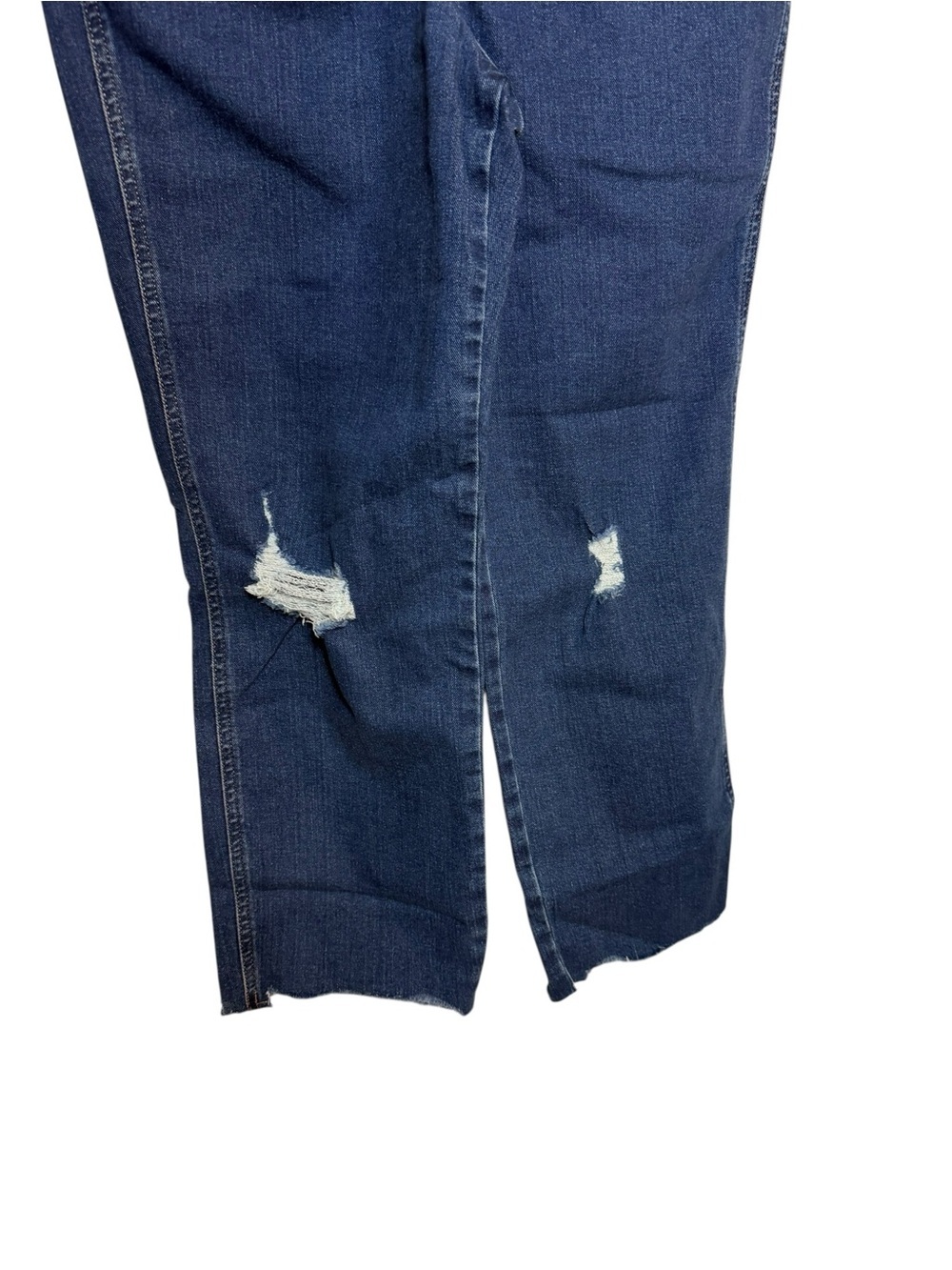 Express Dark Blue Denim Overalls with Knee Rips - Picture 5 of 7